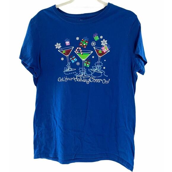 Get Your Holiday Cheer On T-Shirt Juniors Teen XL Short Sleeve Graphic Pullover - Picture 4 of 5